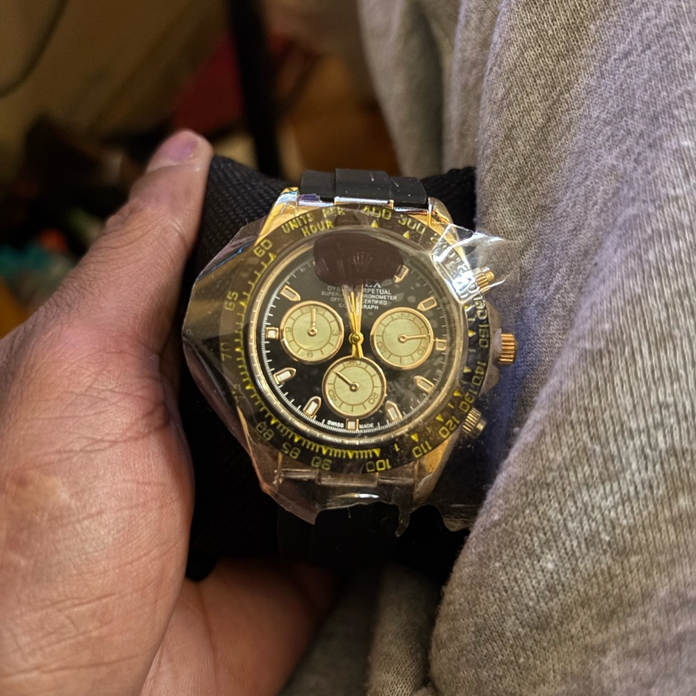 Black and Gold Chronograph Watch